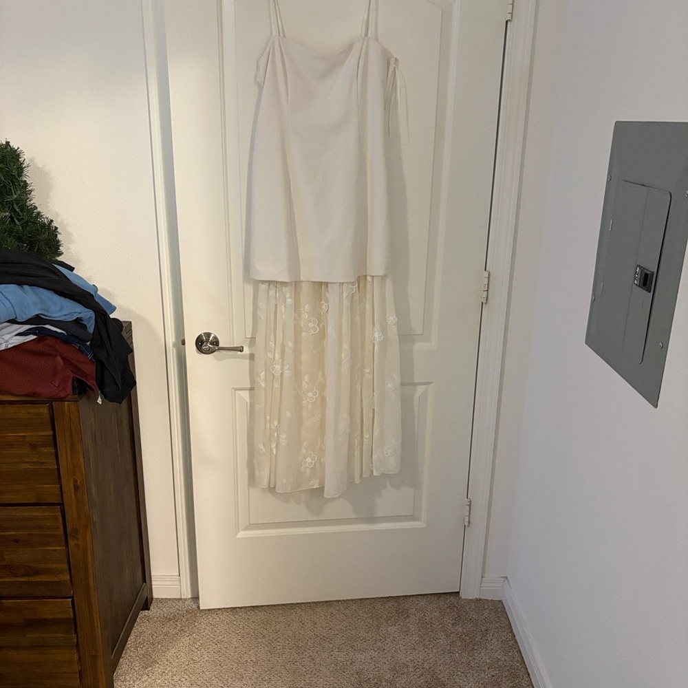 Abercrombie & Fitch White Maxi Sheer Dress Embroidered Flowers
